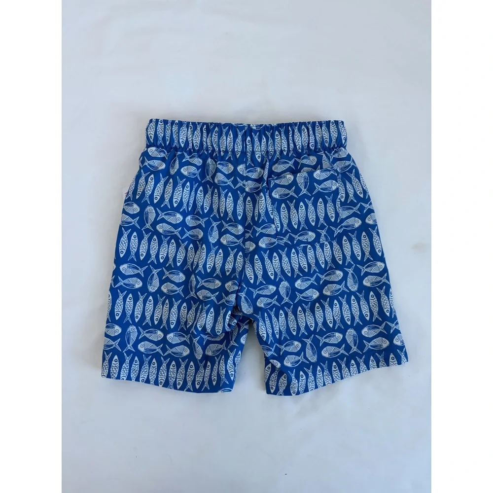 Old Navy Boys Blue White Fish Print Swim Trunks UPF 50 Size 5T NEW